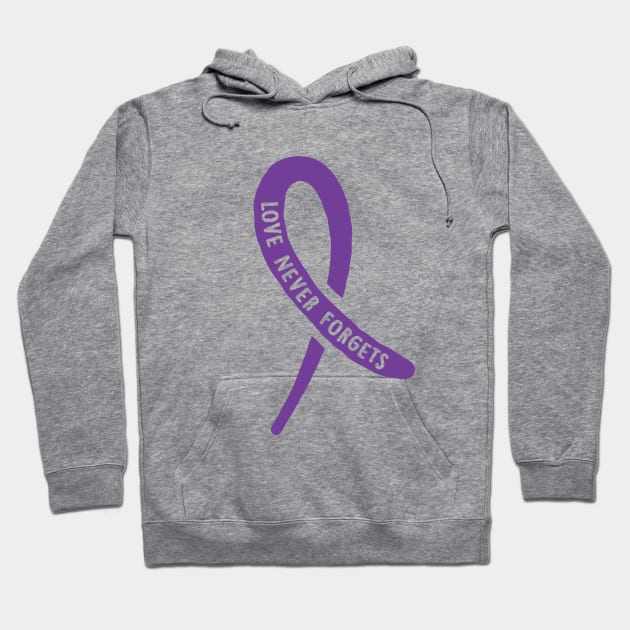 Alzheimers Awareness Ribbon Love Never Forgets End Alz Hoodie by graphicbombdesigns